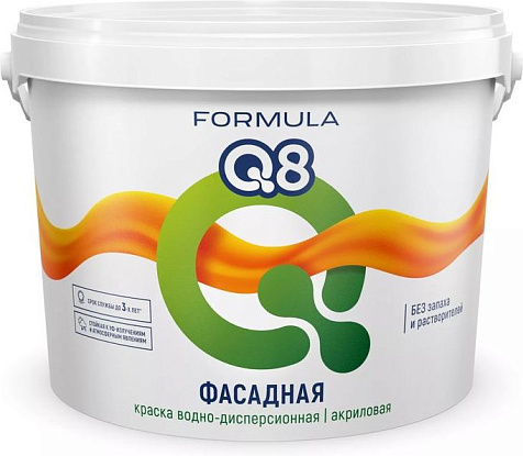 Краска полиакриловая Formula Q8, фасадная, белая, 5 кг купить в СОМ