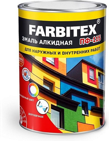 Эмаль ПФ-115 Farbitex, белая матовая, 0.8 кг купить в СОМ